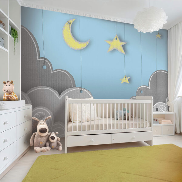 Lua e estrelas entre as nuvens Lua e estrelas entre as nuvens