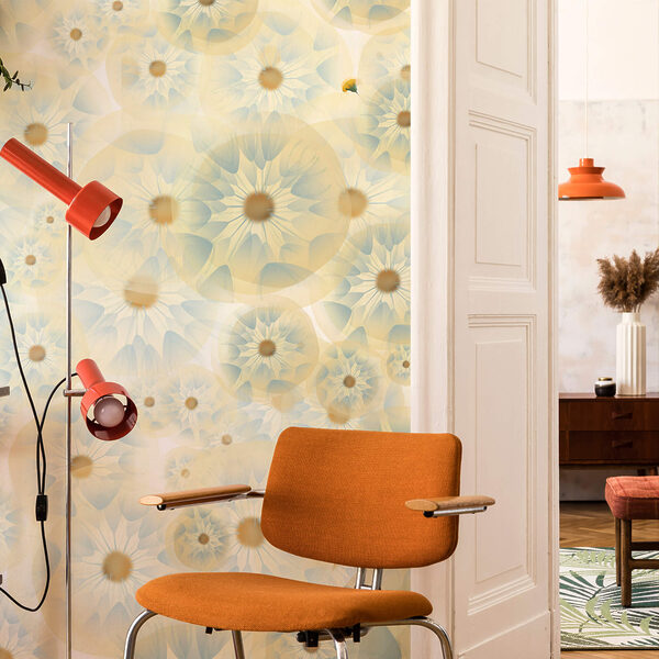 Grupo de flores com cores amarelas e azuis