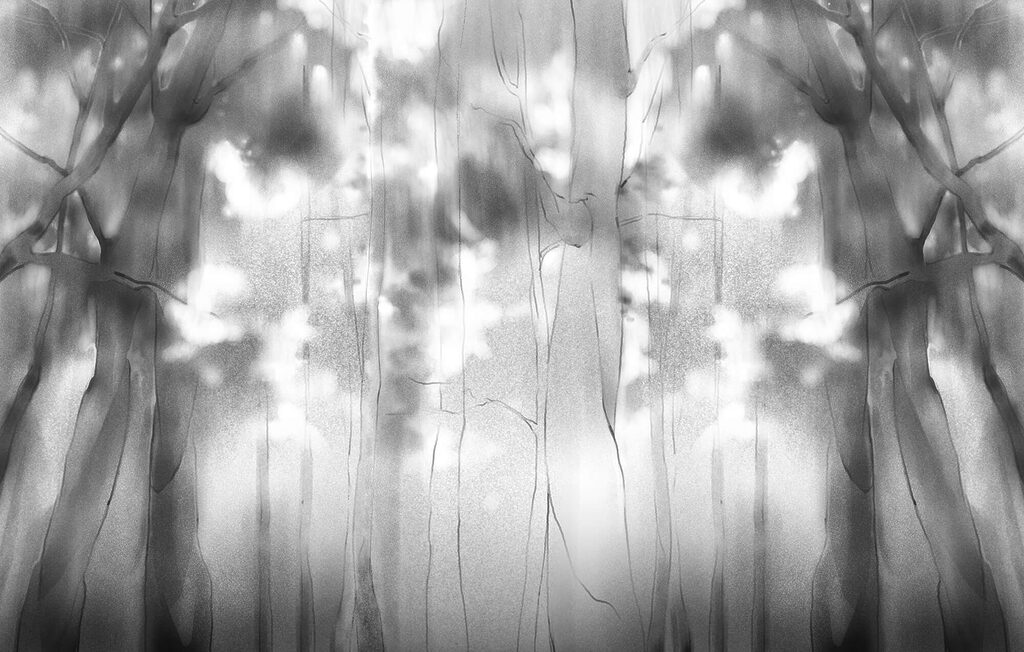 Black and white image of trees