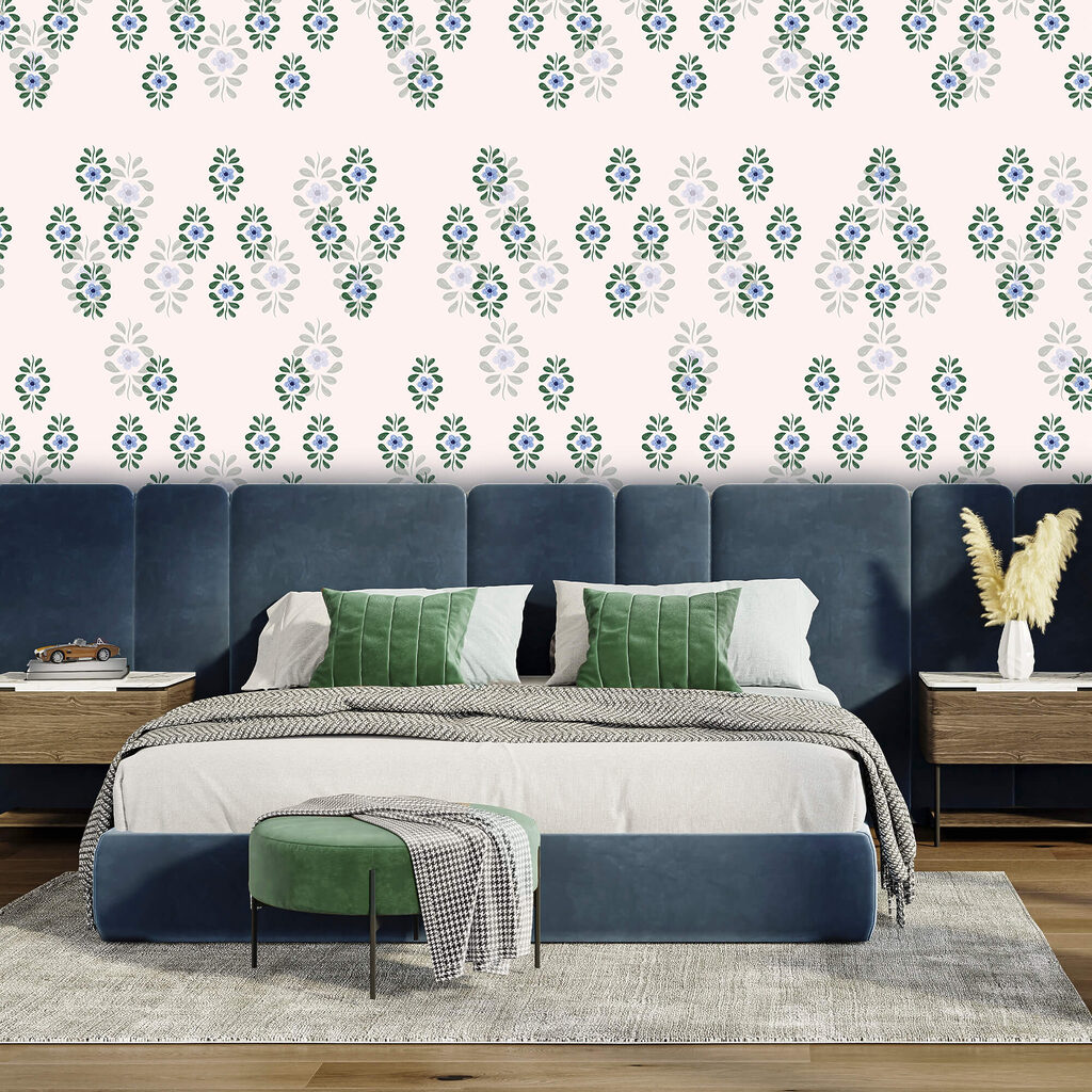 Padrão de flores azuis