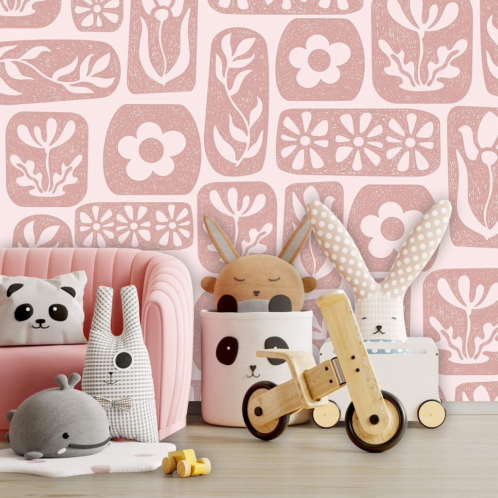 Padrão de flores e folhas