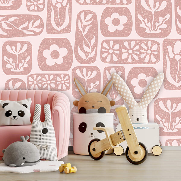 Padrão de flores e folhas