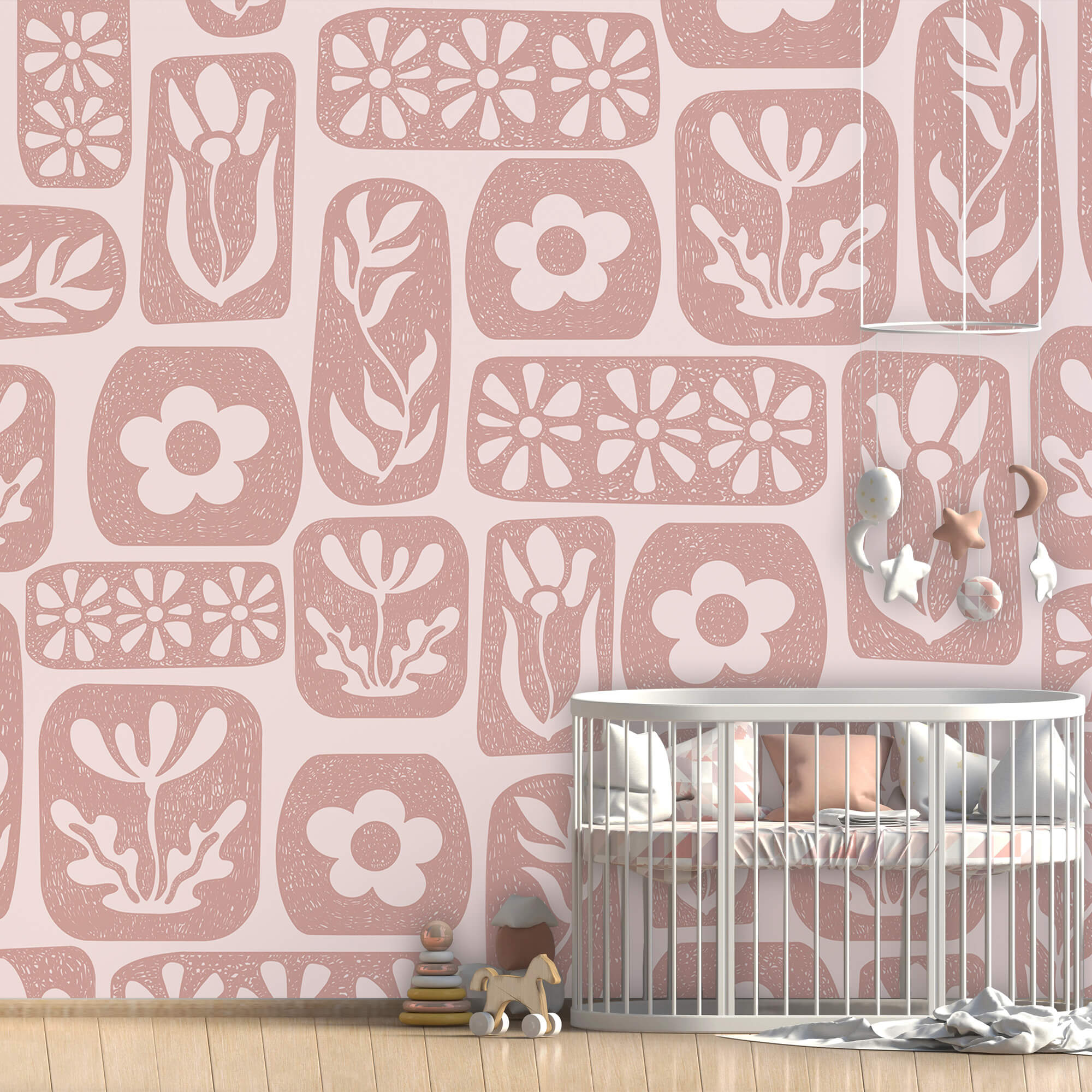 Padrão de flores e folhas