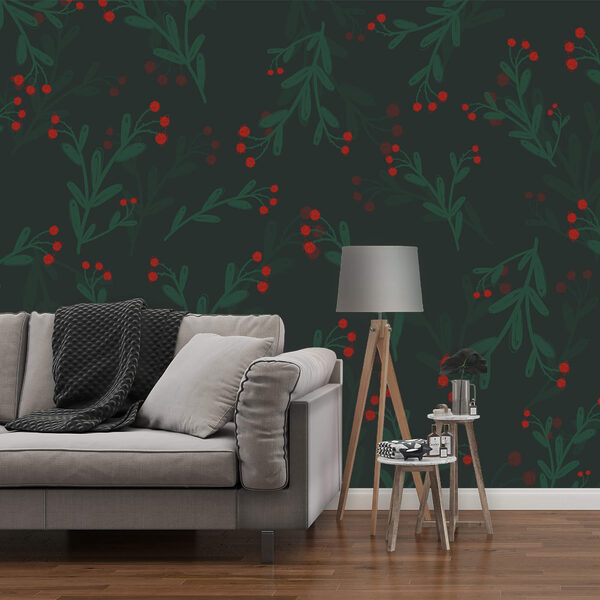 Padrão de flores e folhas vermelhas Padrão de flores e folhas vermelhas