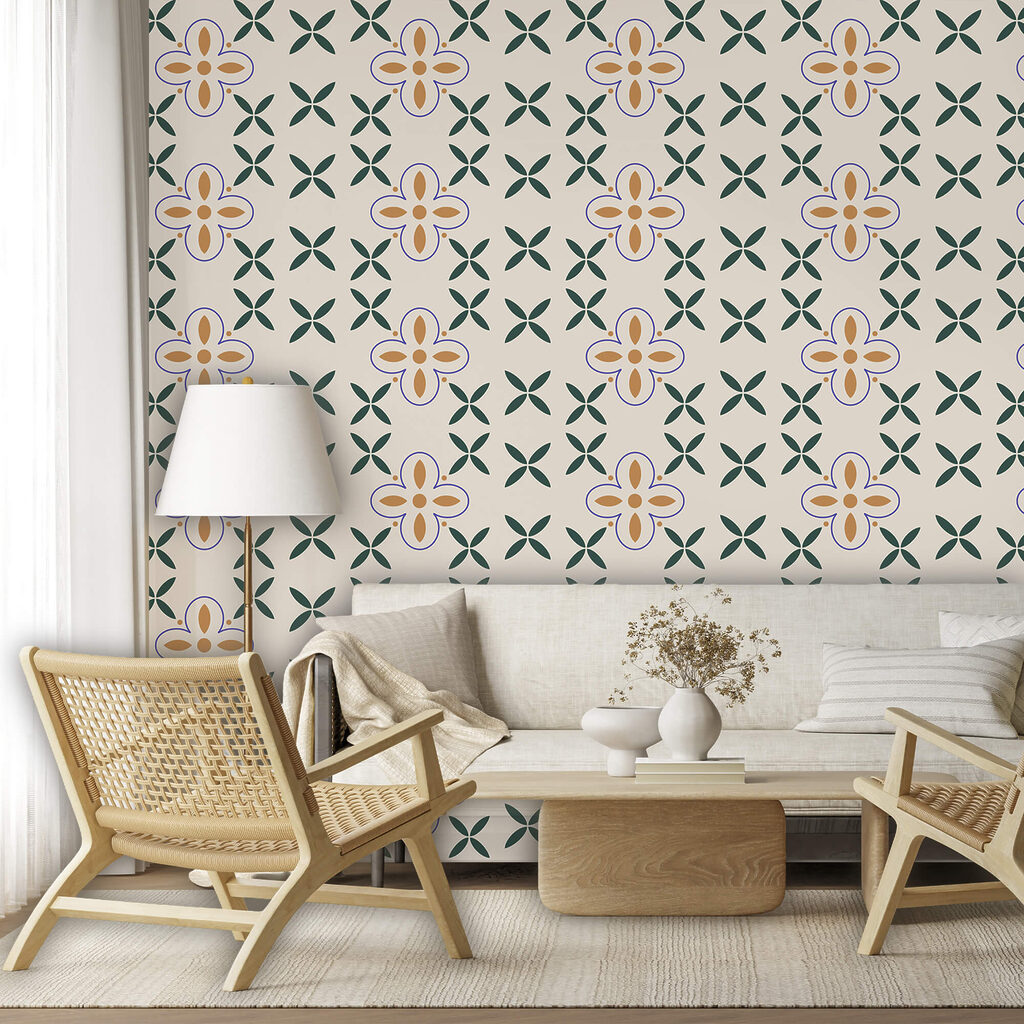 Padrão de flores sobre fundo branco