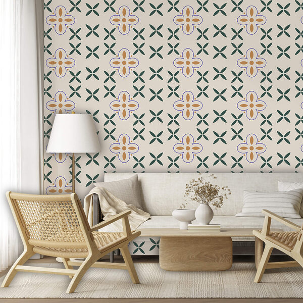 Padrão de flores sobre fundo branco