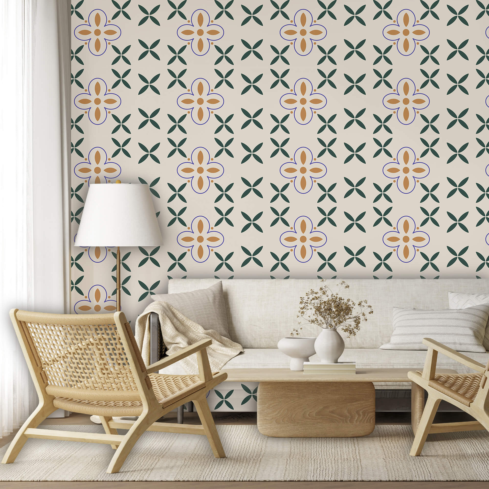 Padrão de flores sobre fundo branco