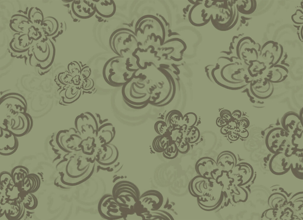 Pattern of flowers on a green background