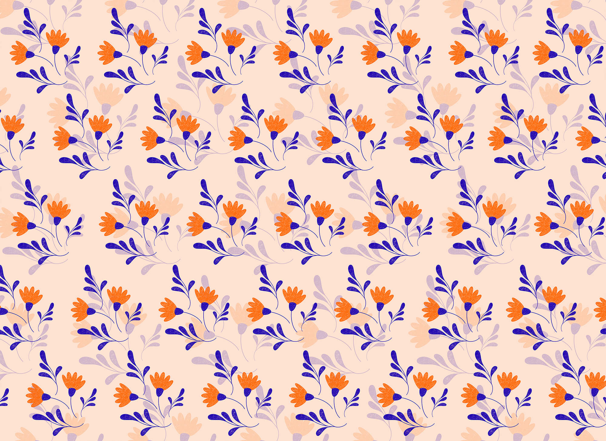 Pattern of flowers and leaves