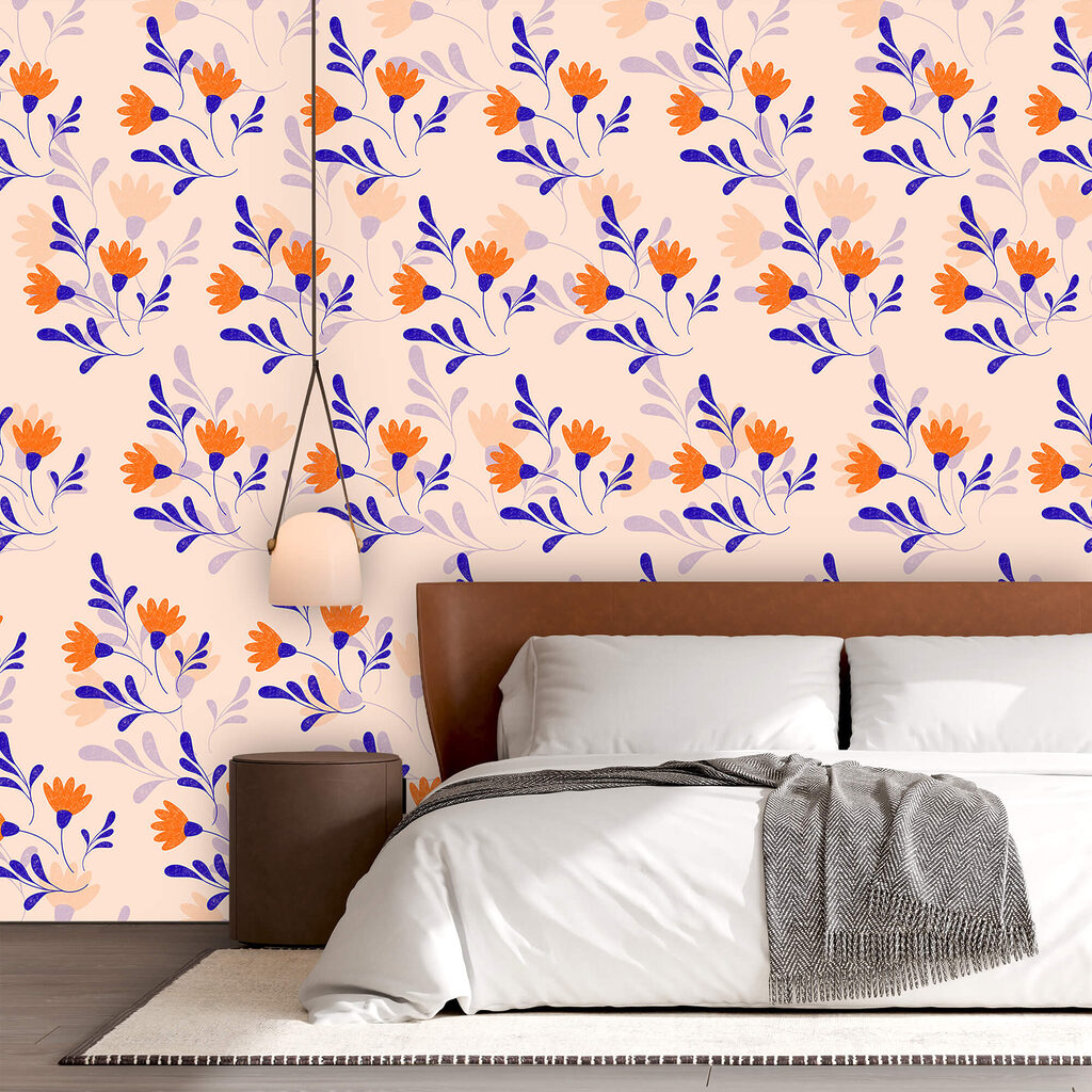 Padrão de flores e folhas