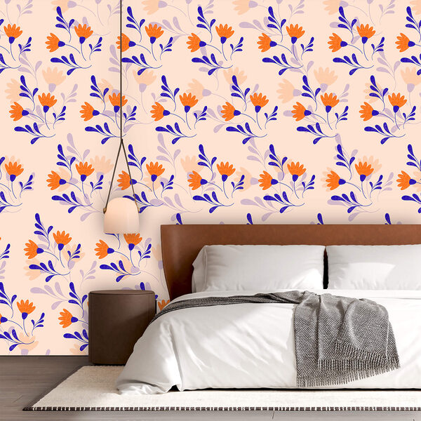 Padrão de flores e folhas