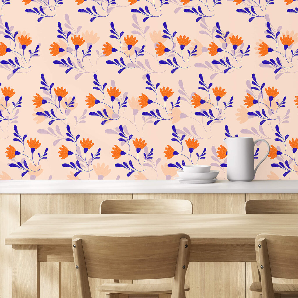 Padrão de flores e folhas