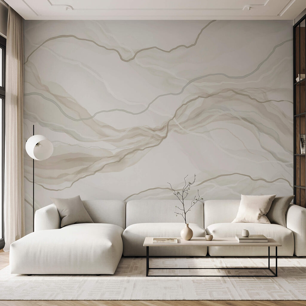 Superfície marmorizada em branco e cinza