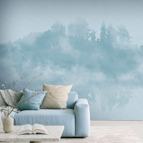 Nuvem de fumaça e árvores