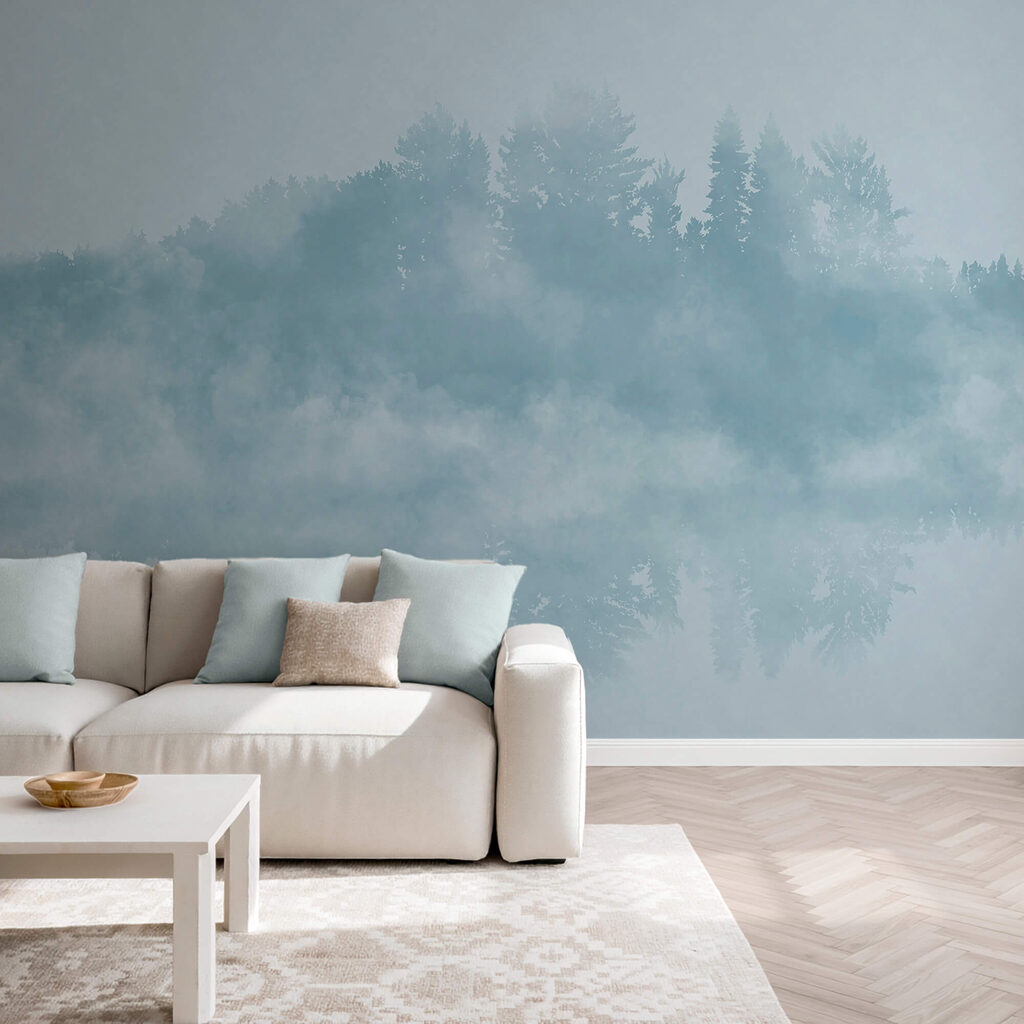 Nuvem de fumaça e árvores