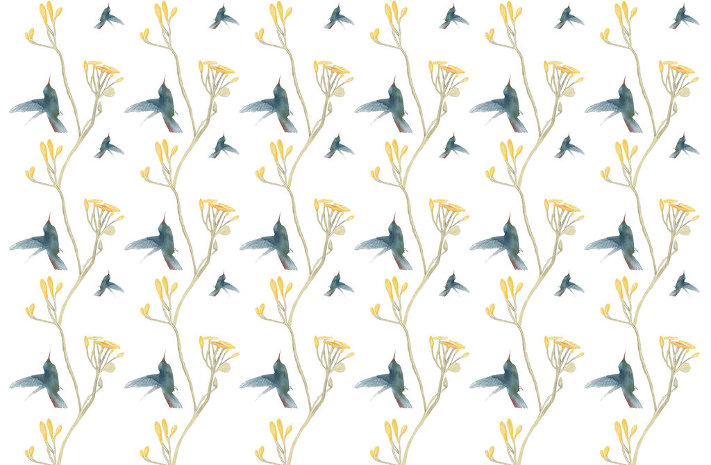 Pattern of birds and flowers