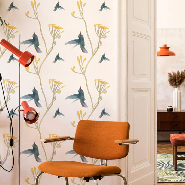 Padrão de pássaros e flores