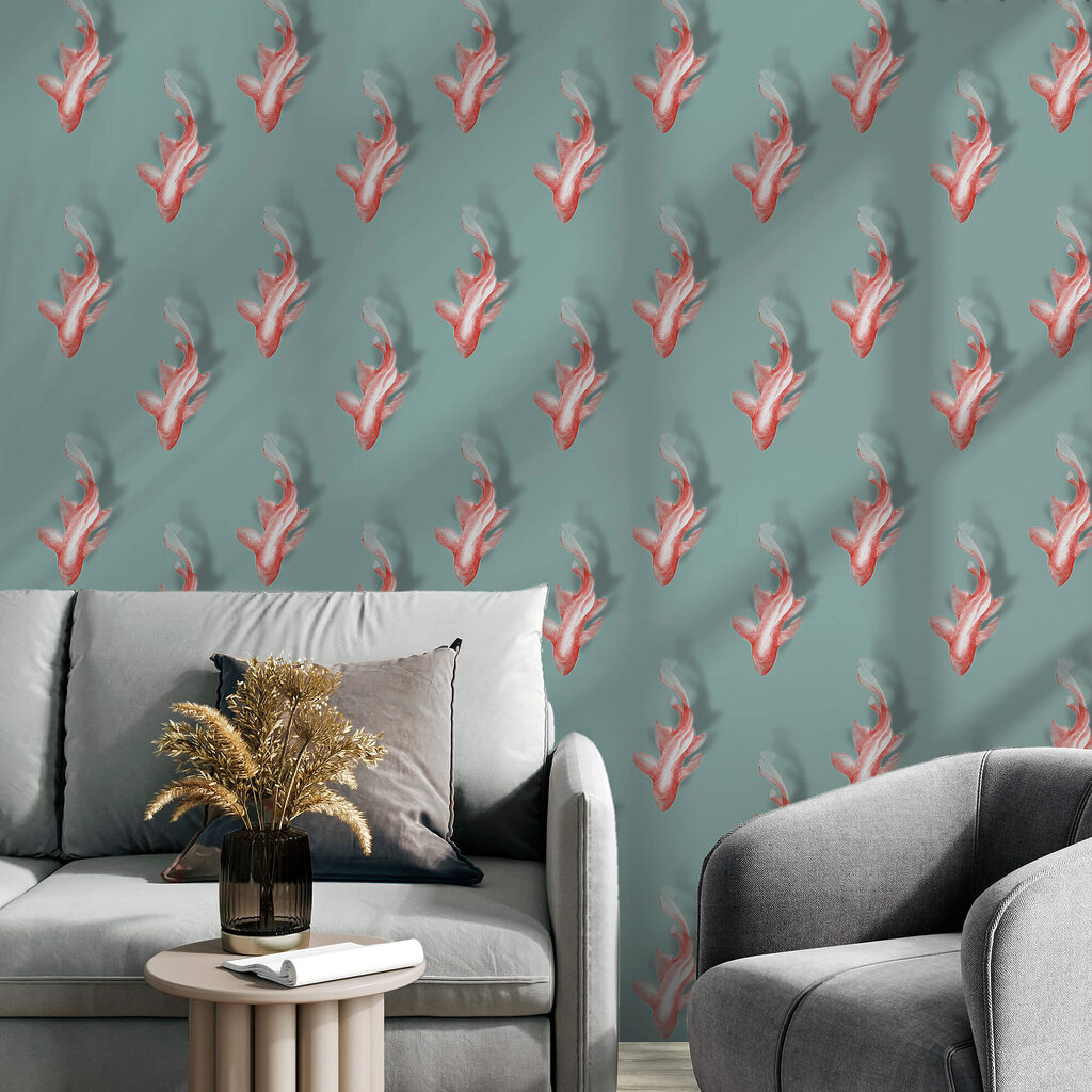 Padrão de peixes sobre fundo azul