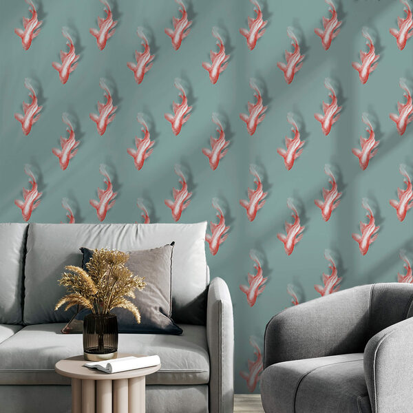 Padrão de peixes sobre fundo azul