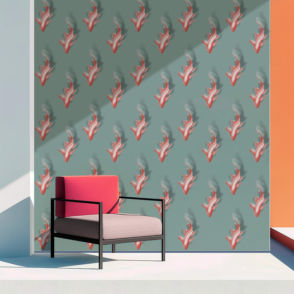 Padrão de peixes sobre fundo azul