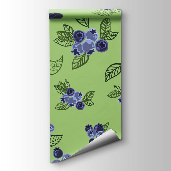 Pattern of blueberries and leaves