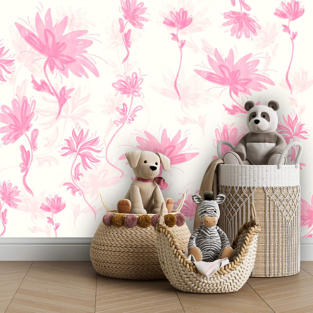 Flores cor-de-rosa sobre um fundo branco