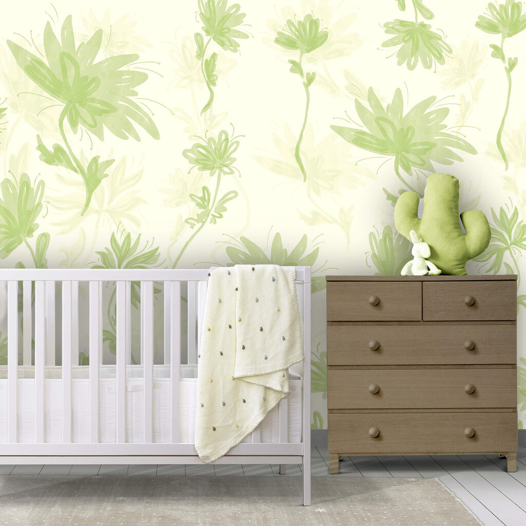 Padrão floral verde e branco