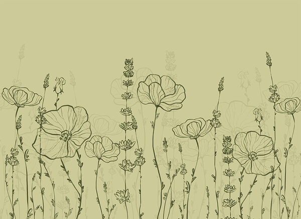 Line drawing of flowers