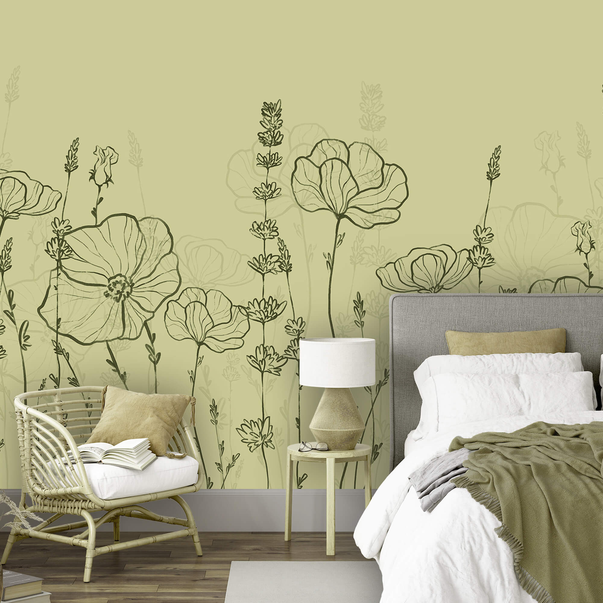 Desenho a linha de flores