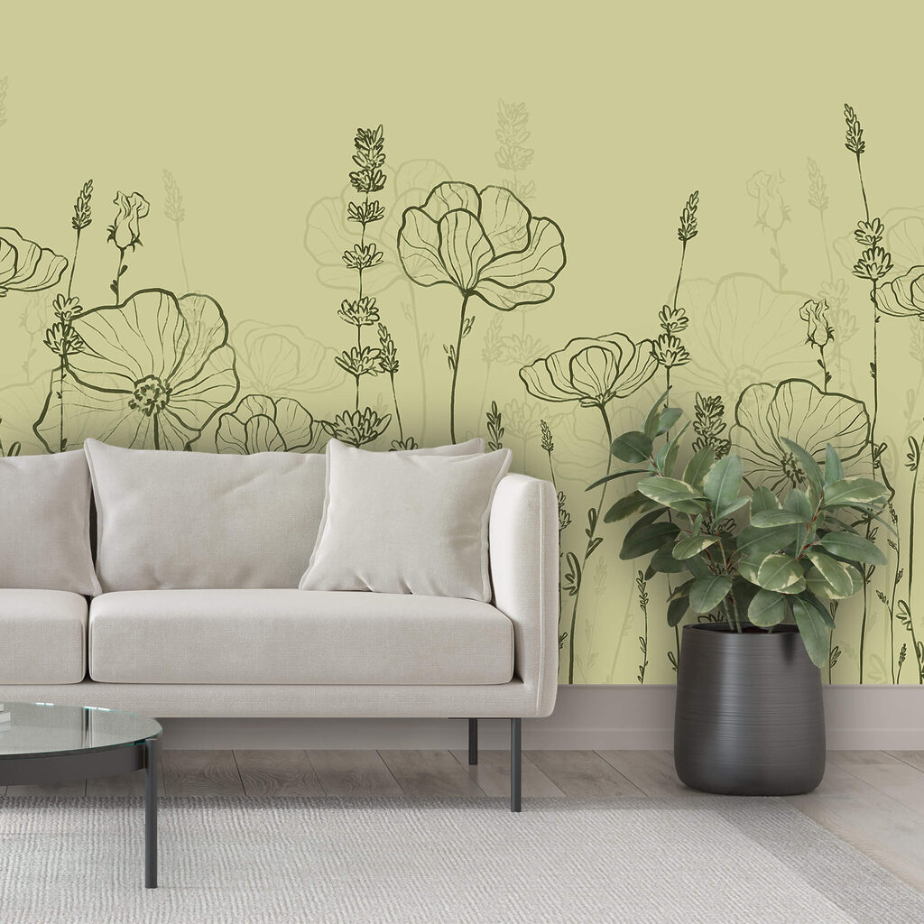 Desenho a linha de flores