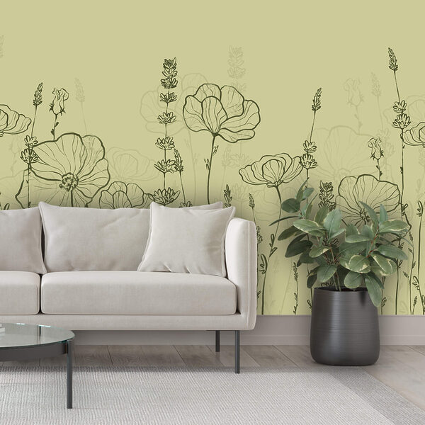 Desenho a linha de flores