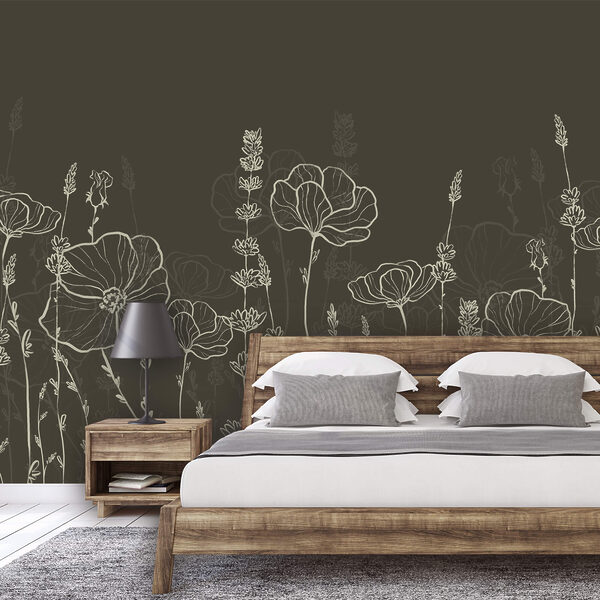 Fila de flores sobre um fundo escuro Fila de flores sobre um fundo escuro