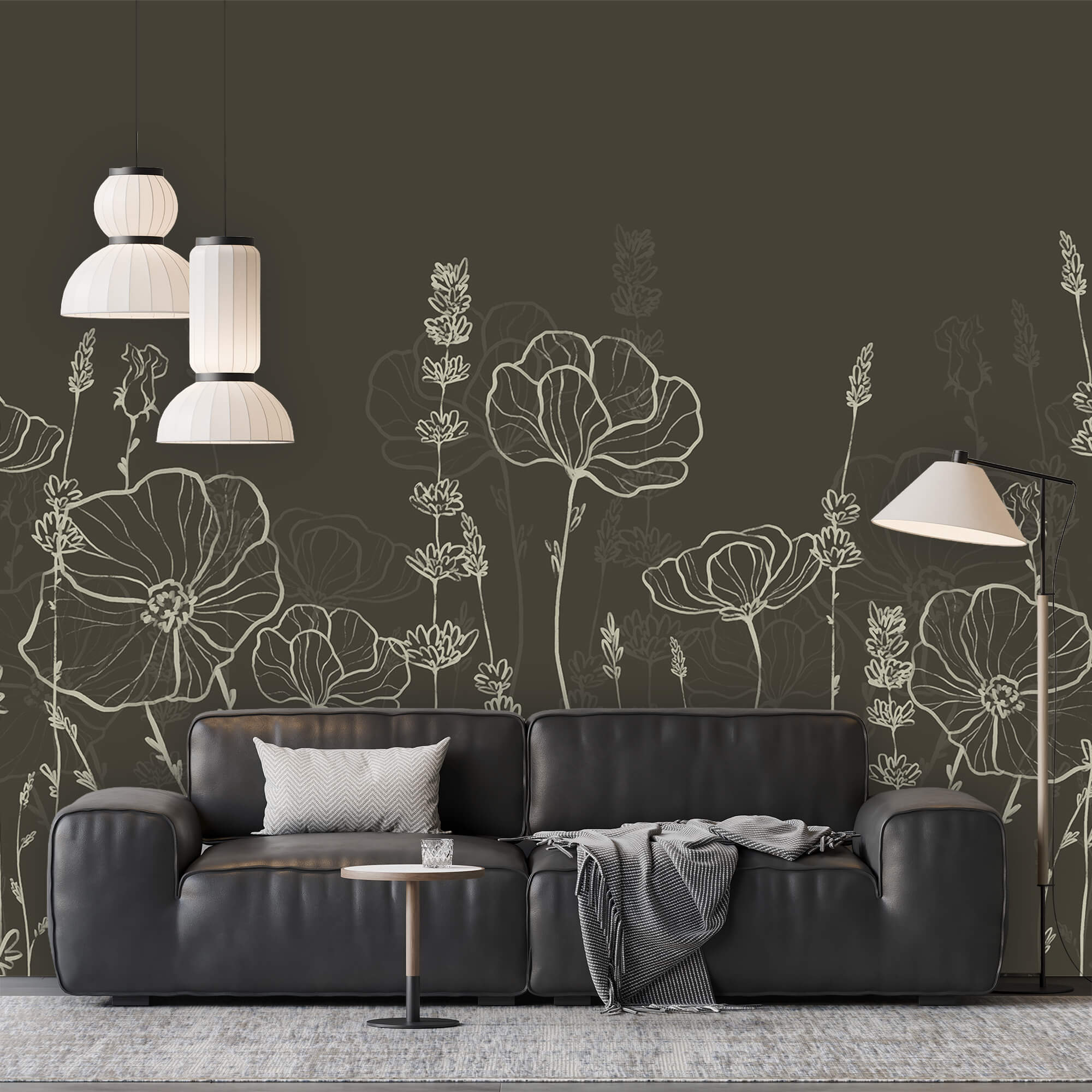 Fila de flores sobre um fundo escuro Fila de flores sobre um fundo escuro