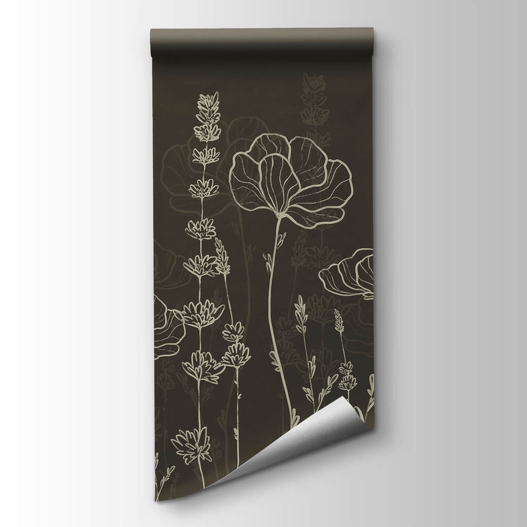 Line of flowers on a dark background Line of flowers on a dark background