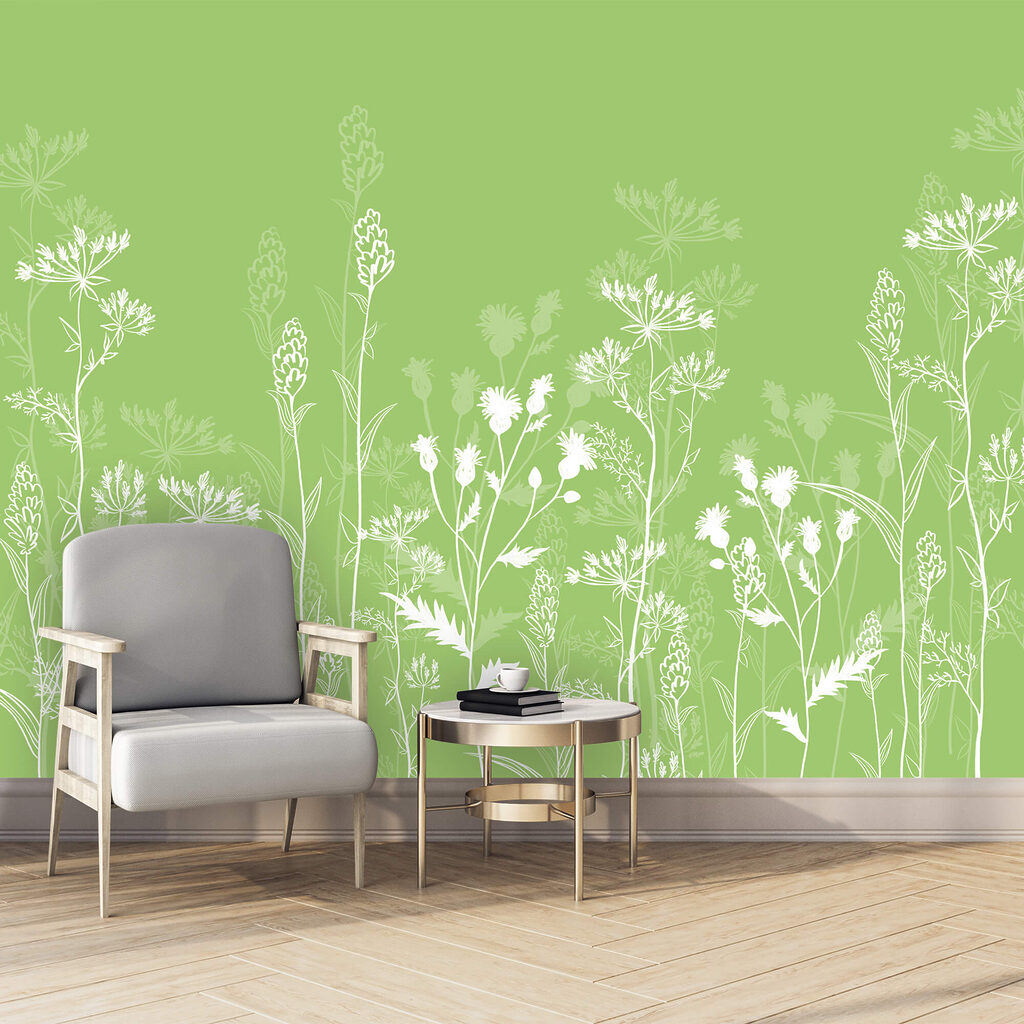 Flores brancas sobre um fundo verde