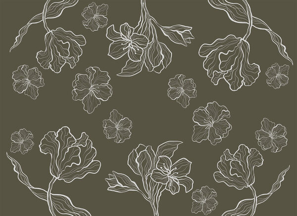 Pattern of flowers on a gray background