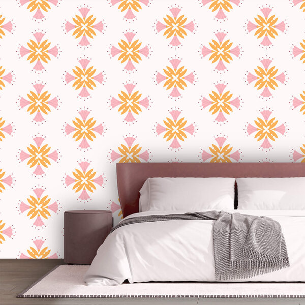 Padrão de flores cor-de-rosa e laranja