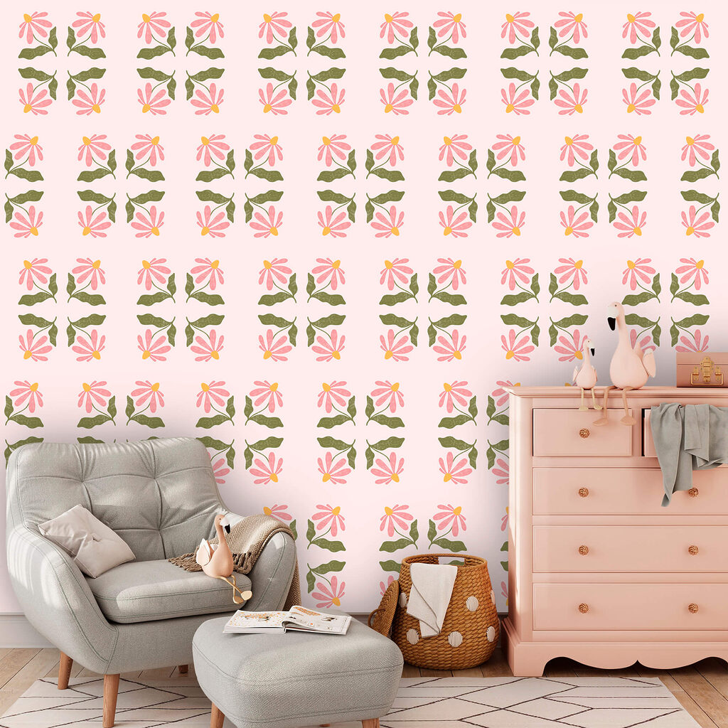 Padrão de flores e folhas Padrão de flores e folhas