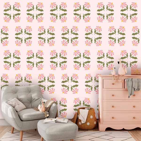 Padrão de flores e folhas Padrão de flores e folhas