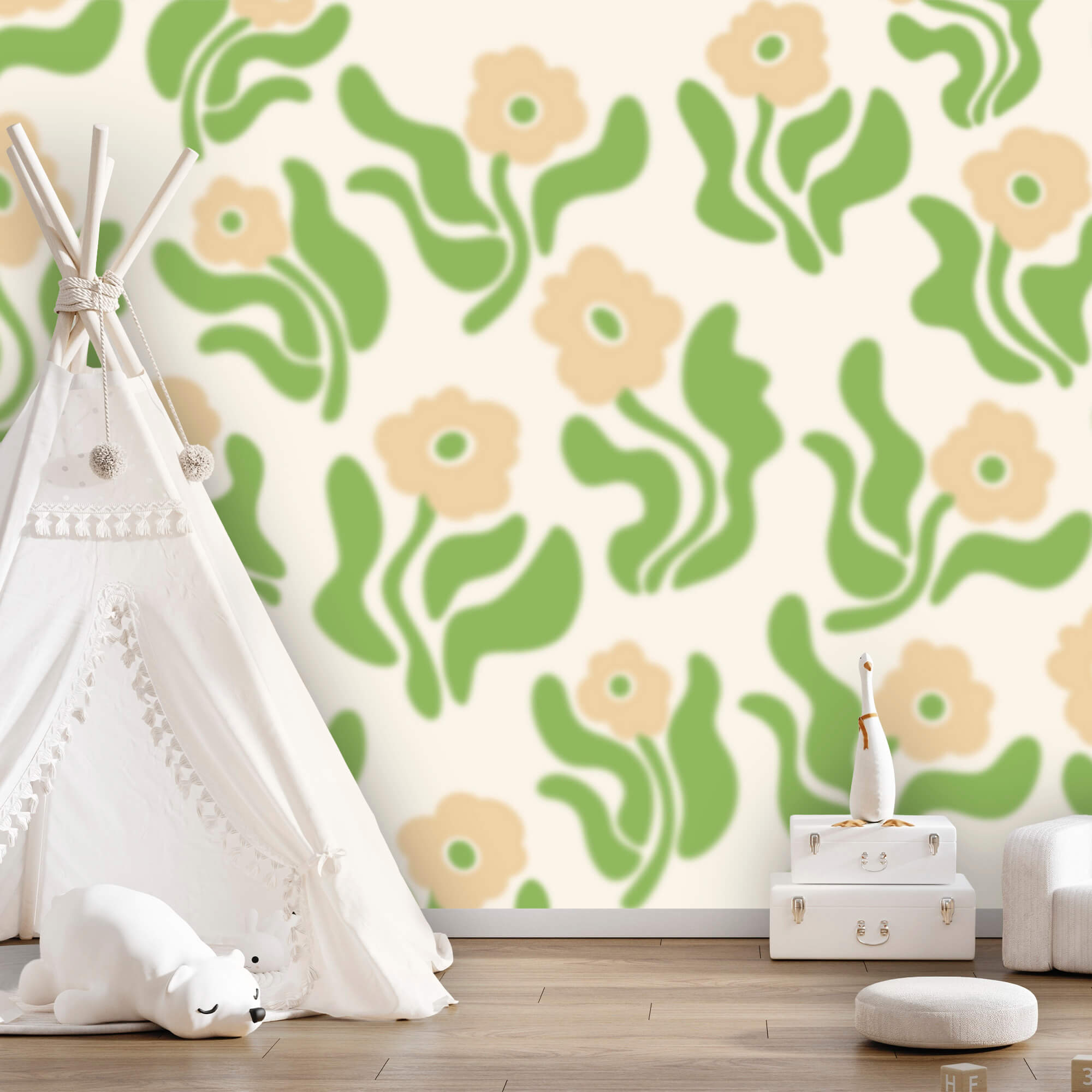 Padrão de flores e folhas