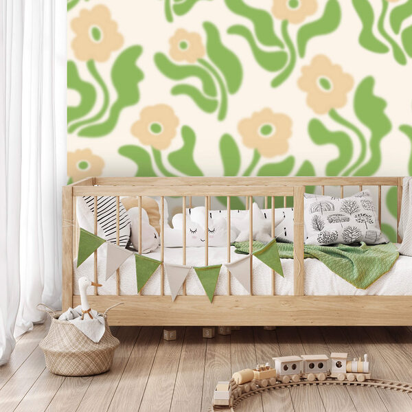 Padrão de flores e folhas