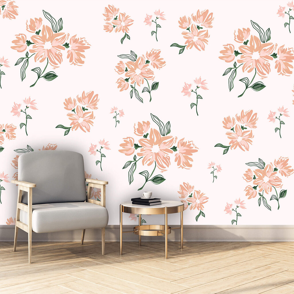 Padrão de flores sobre fundo branco