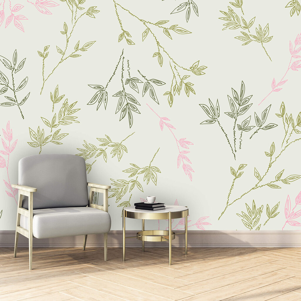 Padrão de folhas sobre fundo branco