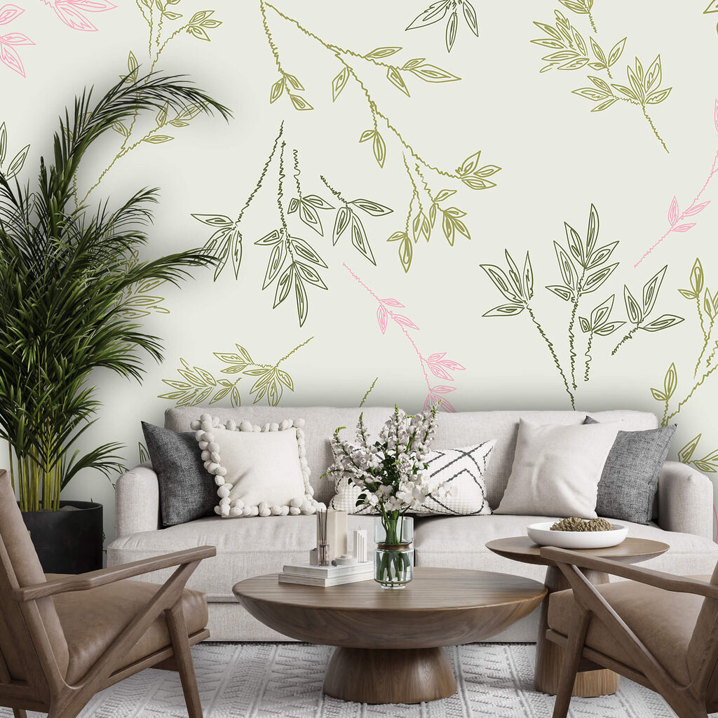 Padrão de folhas sobre fundo branco