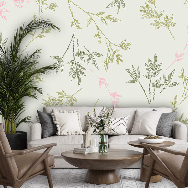 Padrão de folhas sobre fundo branco