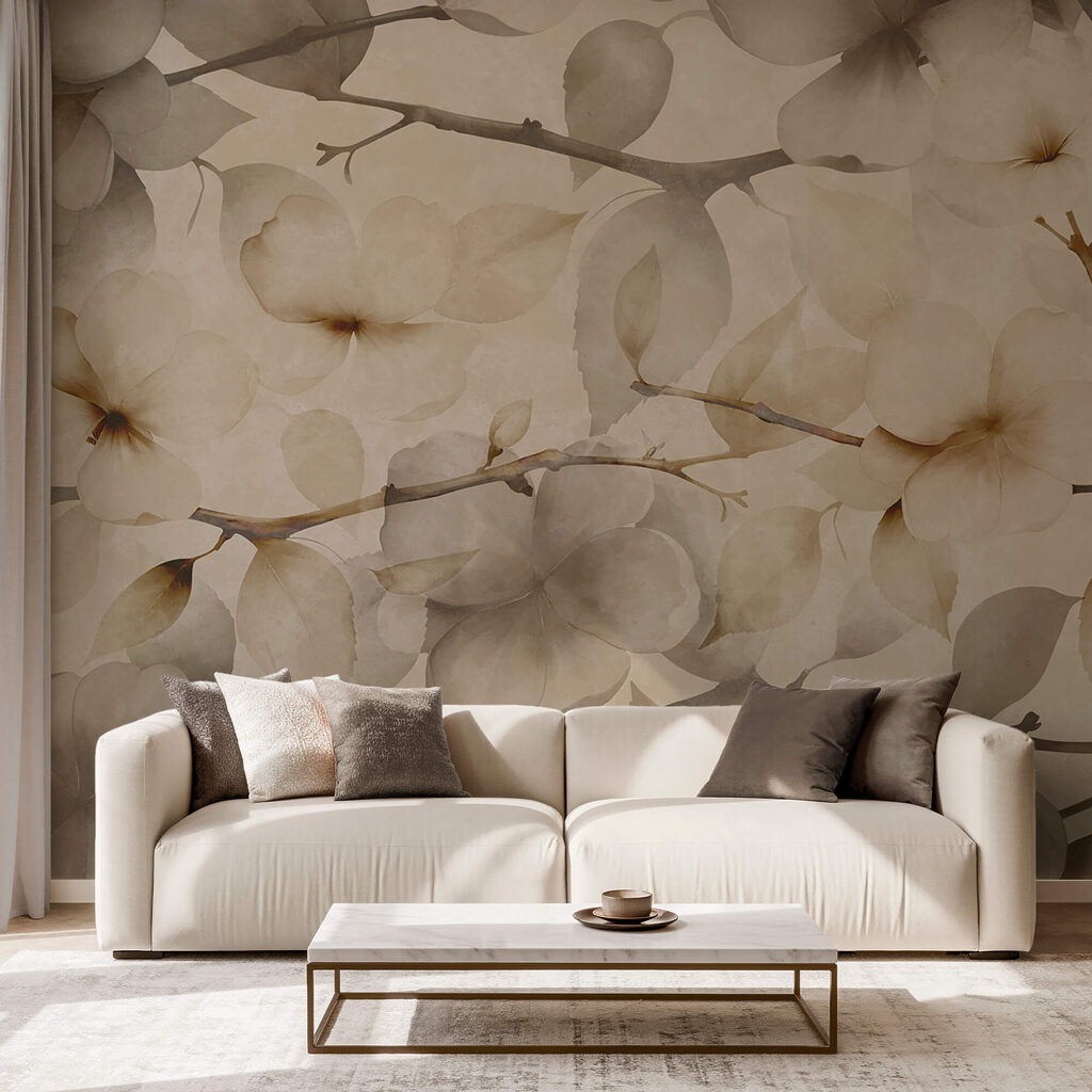 Motivos florais suaves sobre um fundo discreto