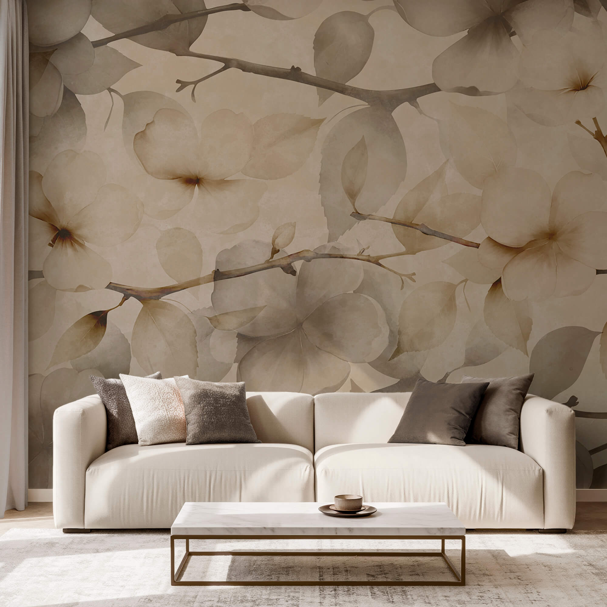 Motivos florais suaves sobre um fundo discreto