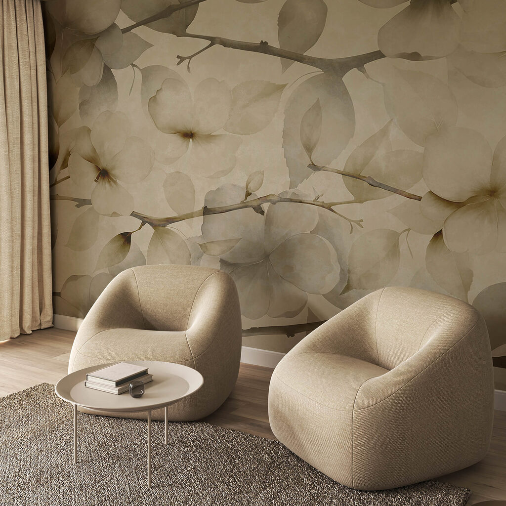 Motivos florais suaves sobre um fundo discreto