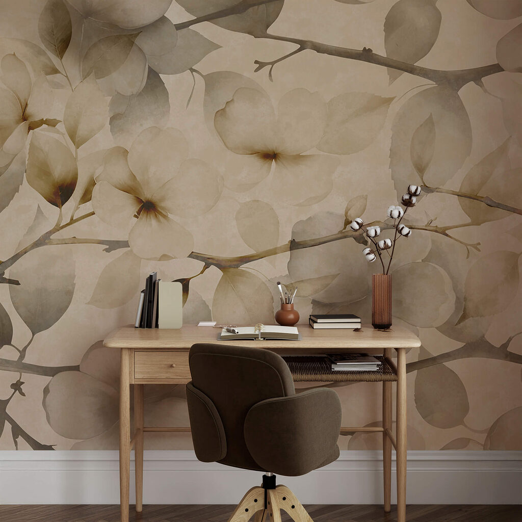 Motivos florais suaves sobre um fundo discreto