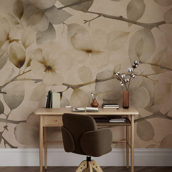 Motivos florais suaves sobre um fundo discreto